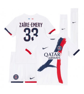 Lacne Dětský Futbalové dres Paris Saint-Germain Warren Zaire-Emery #33 2025-26 Krátky Rukáv - Preč (+ trenírky)